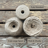 Nutscene Natural 3-ply 110m Spool, Natural 4-ply Large Spool, Natural Thick Chunky Twine Spool
