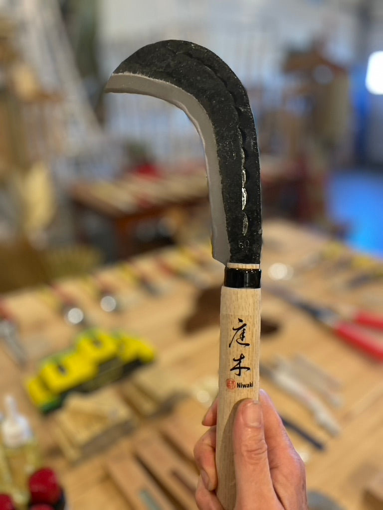 Close-up of Niwaki Billhook Sickle