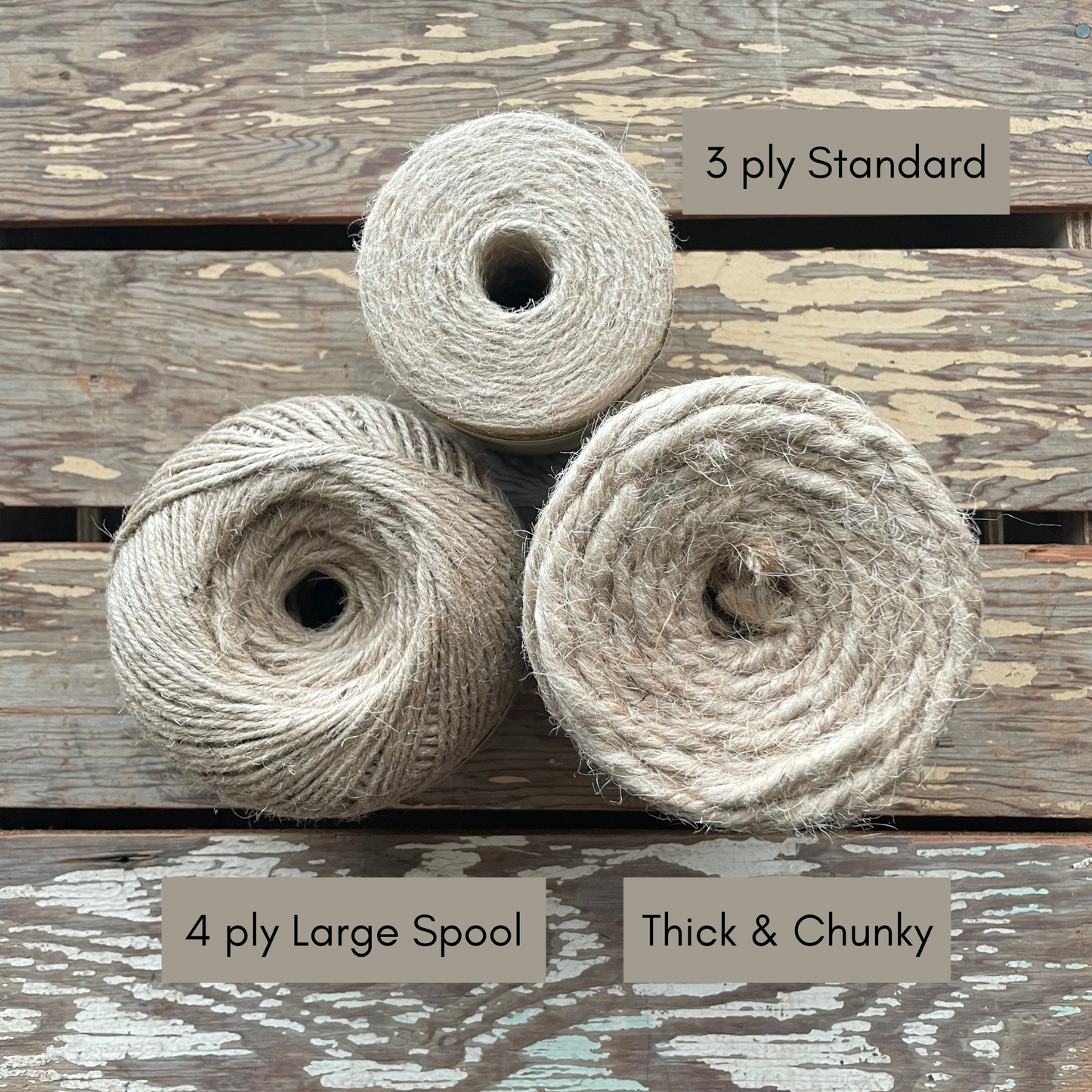 Nutscene Natural 3-ply 110m Spool, Natural 4-ply Large Spool, Natural Thick Chunky Twine Spool