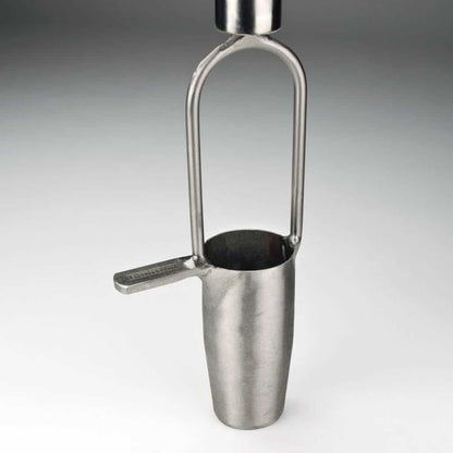 Sneeboer Bulb Planter with Wooden Handle close up of Stainless Steel Step