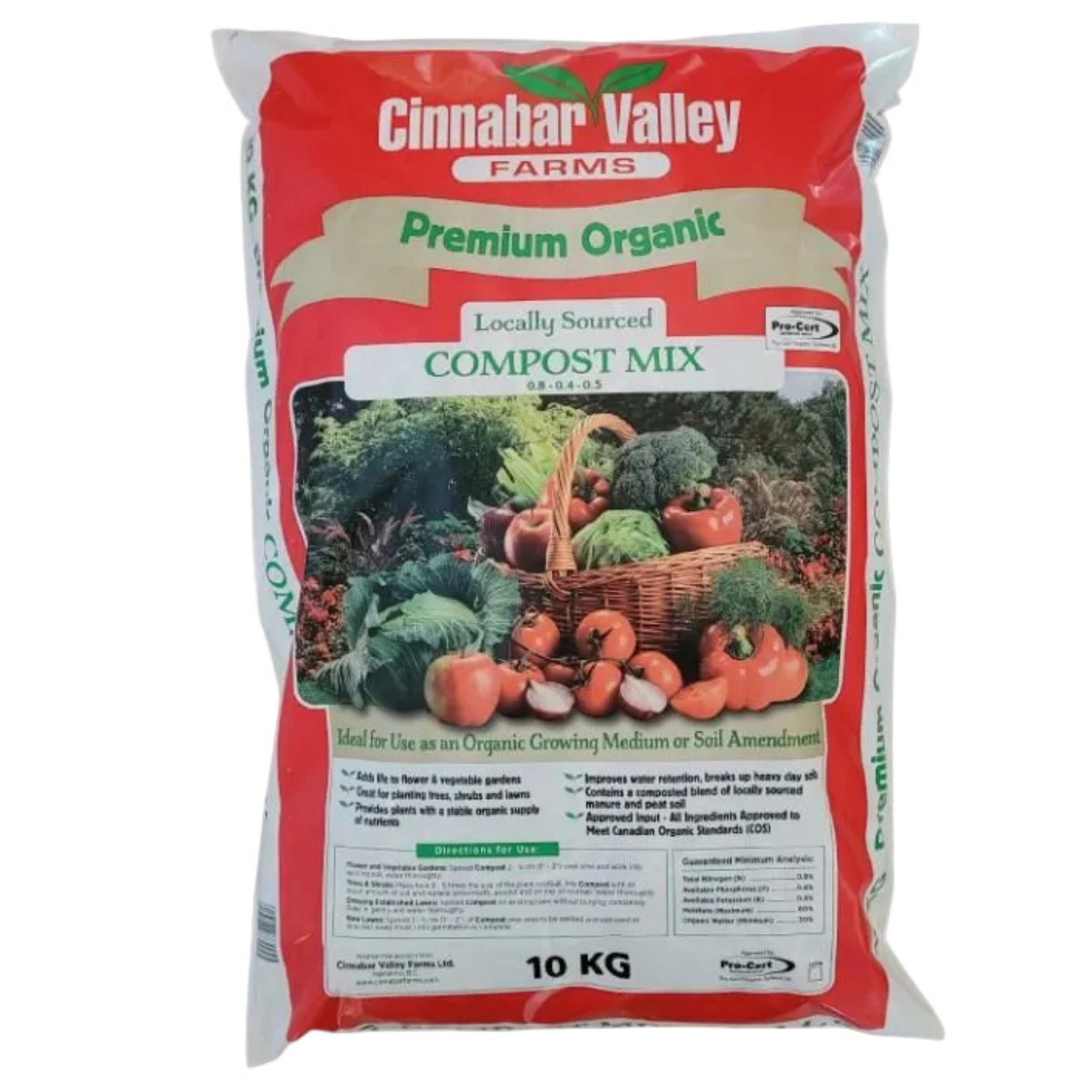 Cinnabar Valley Farms Premium Organic Compost Mix 10kg Bag