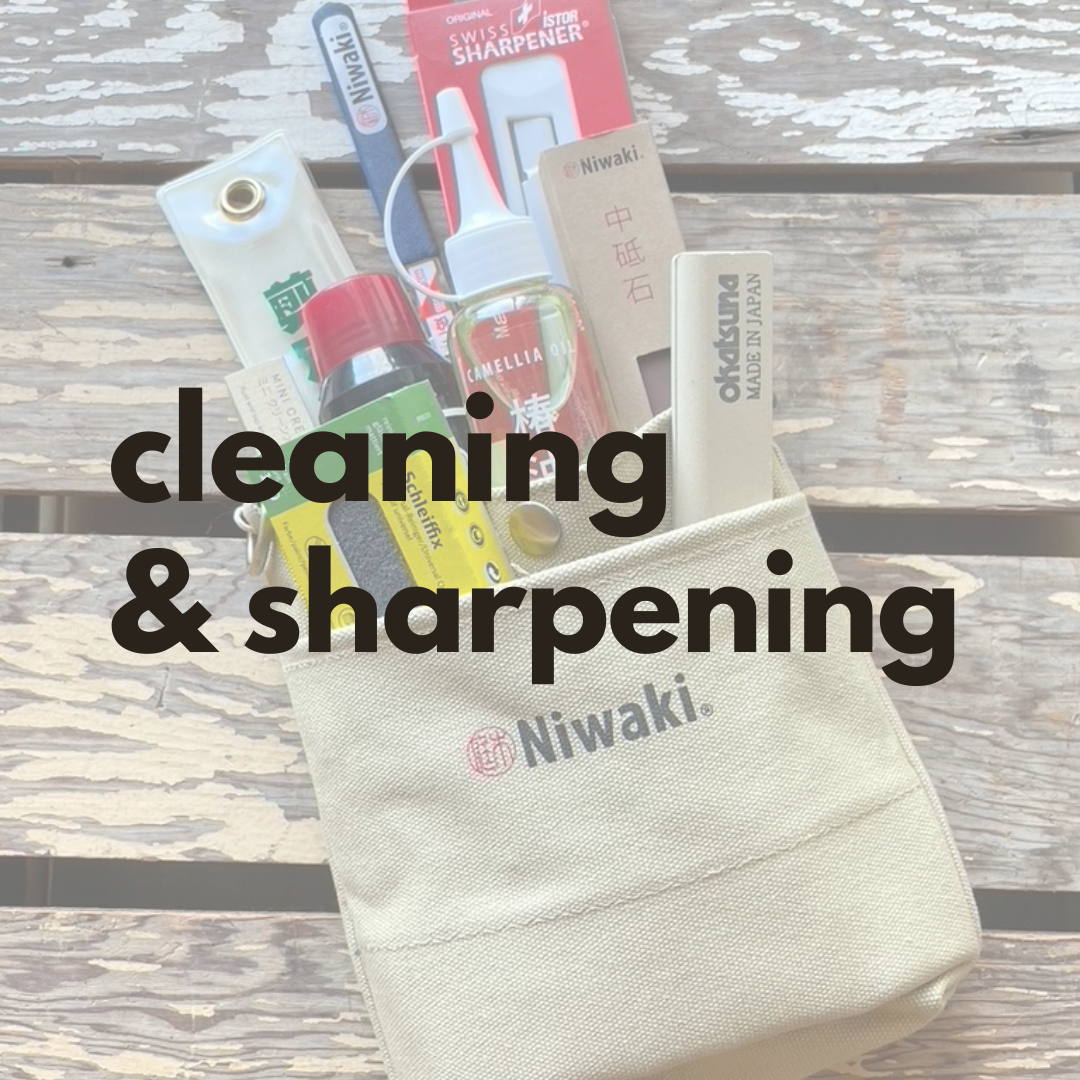 Promotional image for cleaning and sharpening workshops at Gardener's kit