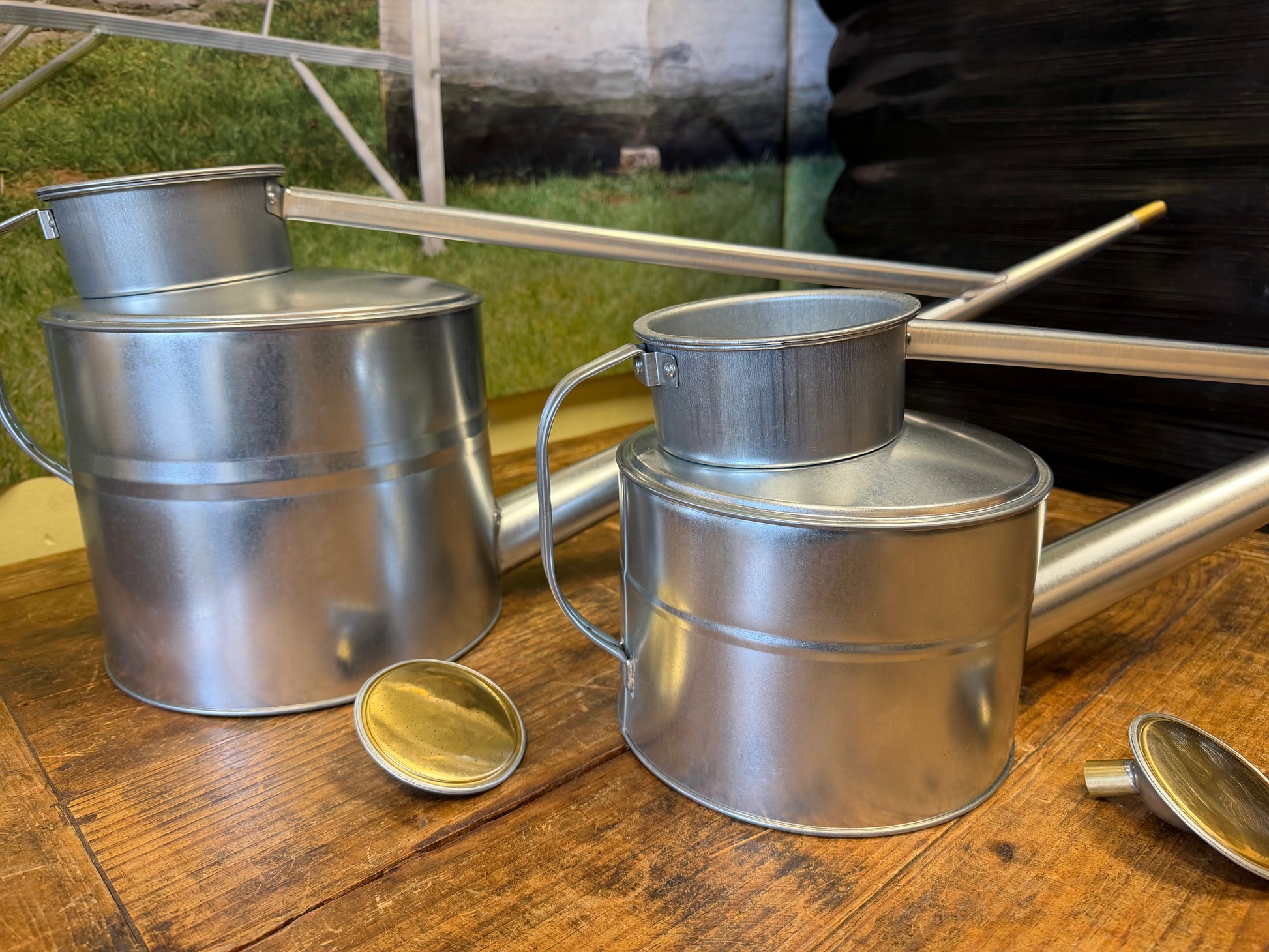 Close-up of Japanese Steel Watering Cans