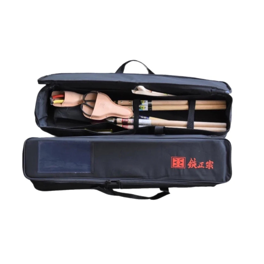 Masamune Tool Bag in open and closed position on white background