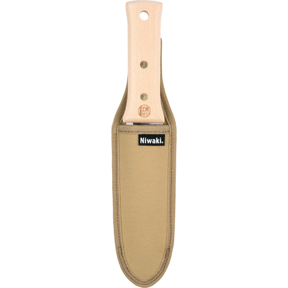 Niwaki Hori Hori knife inside canvas holster