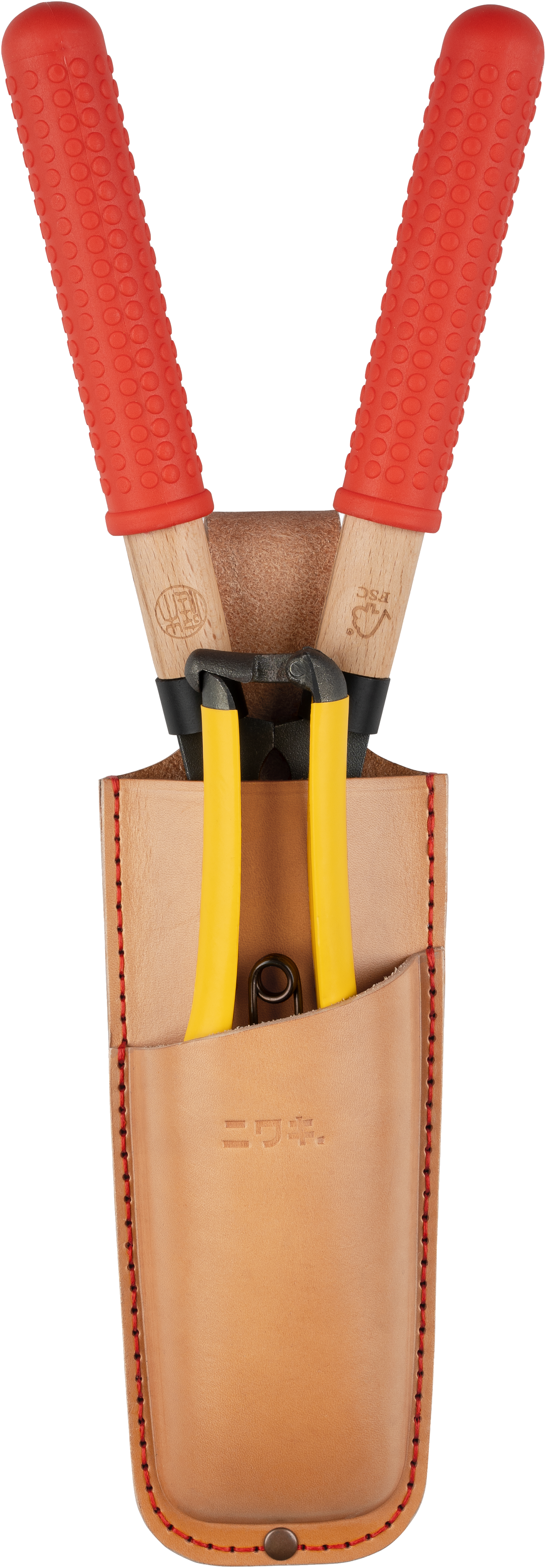 Niwaki Niju Holster holding GR Pro Secateurs and Mini Shears
