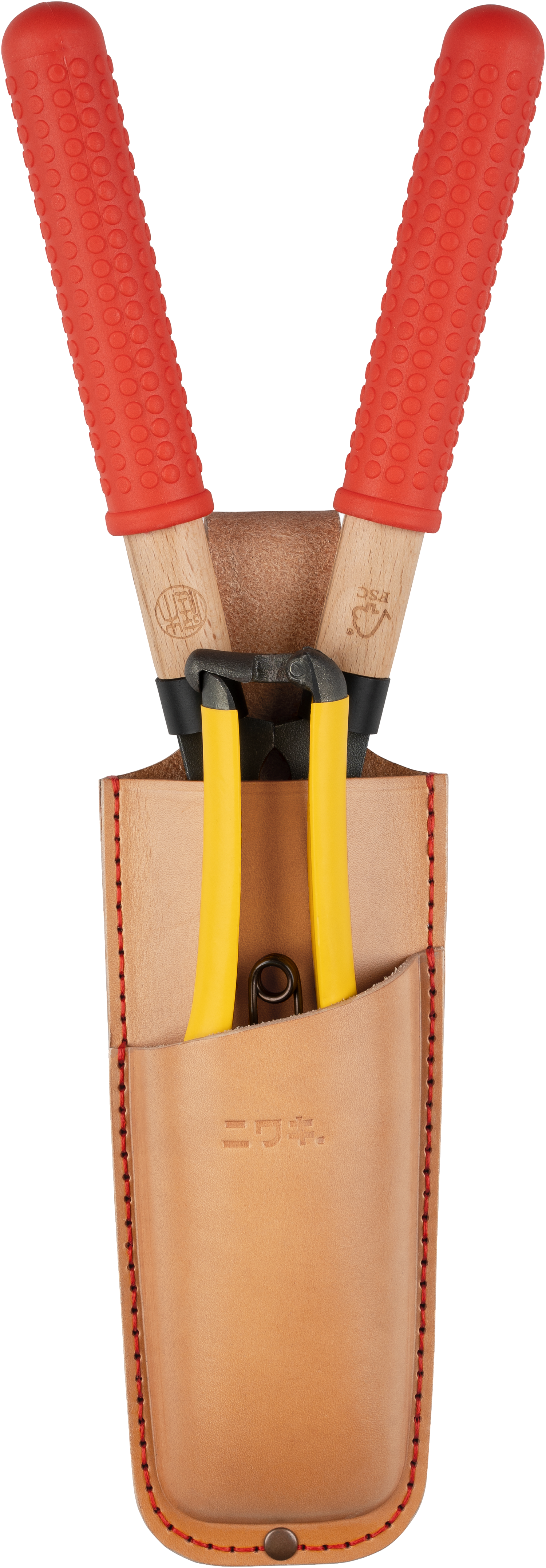 Niwaki Niju Holster holding GR Pro Secateurs and Mini Shears