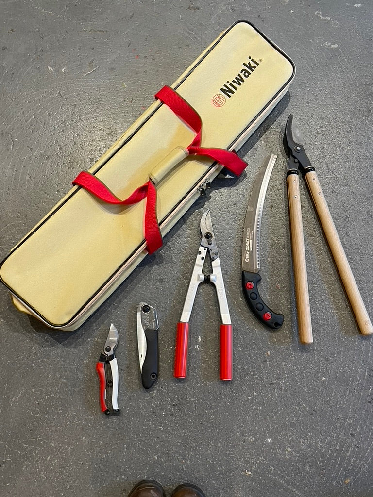 Niwaki Tool Bag and set of gardening tools