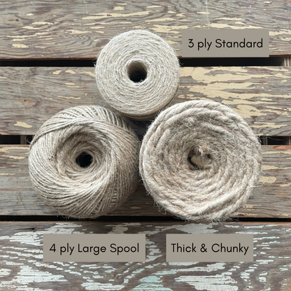 Nutscene Natural 3-ply 110m Spool, Natural 4-ply Large Spool, Natural Thick Chunky Twine Spool
