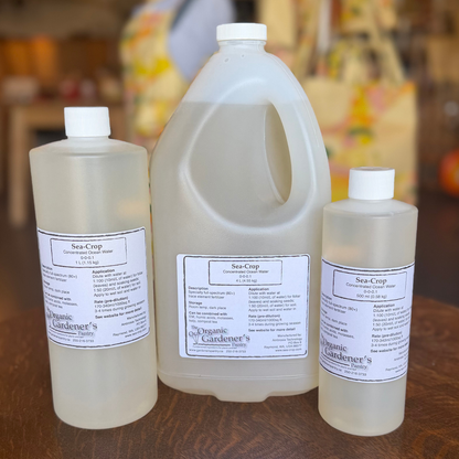 Organic Gardener's Pantry Sea-Crop Fertilizer in three sizes, 500ml, 1L and 4L