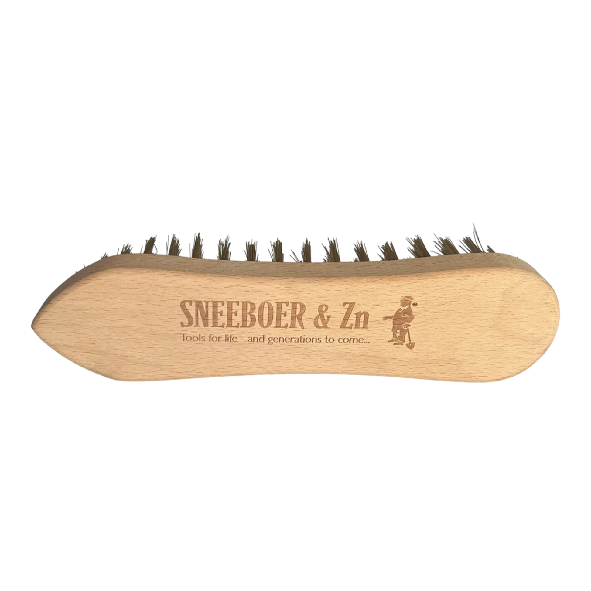 Sneeboer Brass Wire Brush for cleaning soil and dirt off of digging and weeding tools