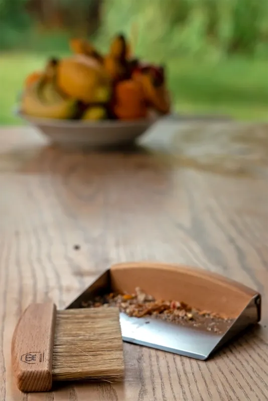 Redecker Magentic Table Sweeping Set pictured on wooden table