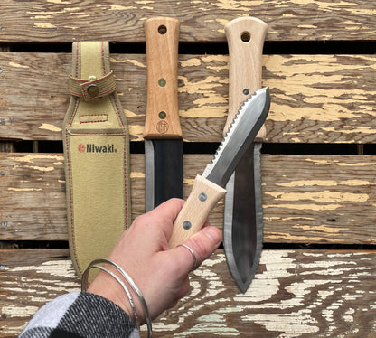 Niwaki S-Type Mini Serrated Hori Hori with Canvas Holster, Niwaki Hori Hori & Niwaki Serrated Hori Hori