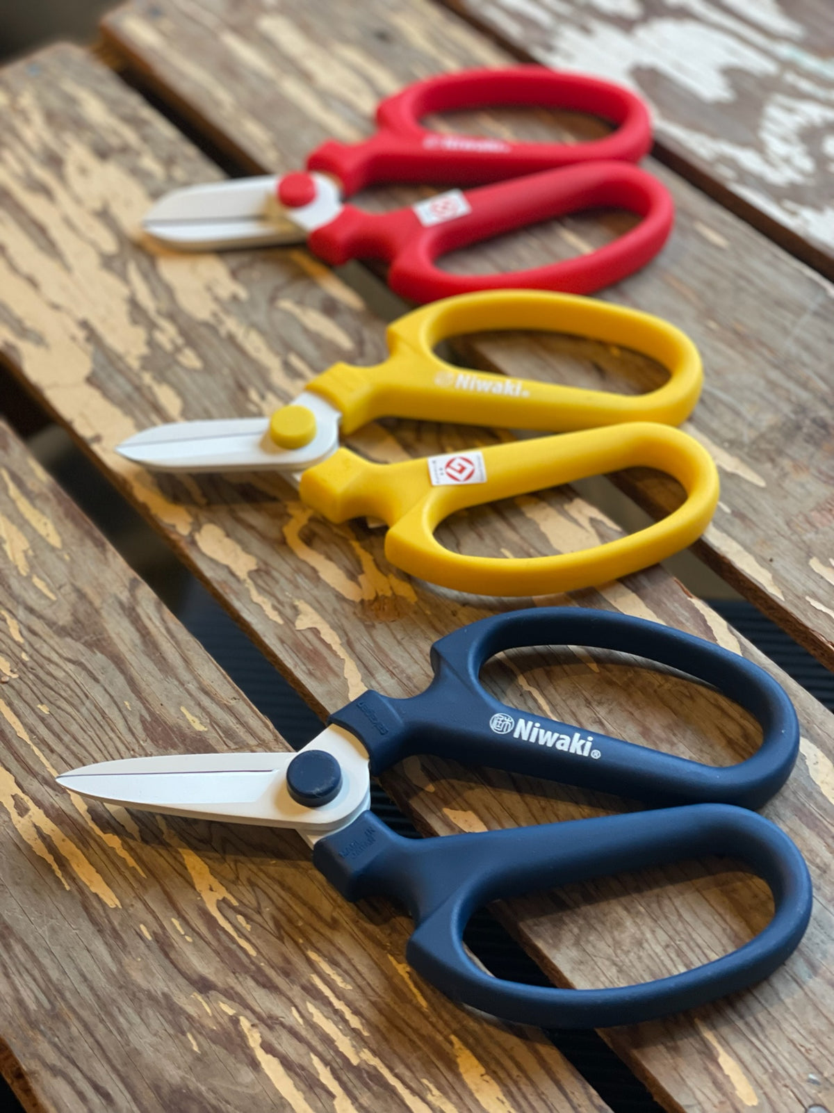 Three pairs of Niwaki Sakagen Flower Scissors