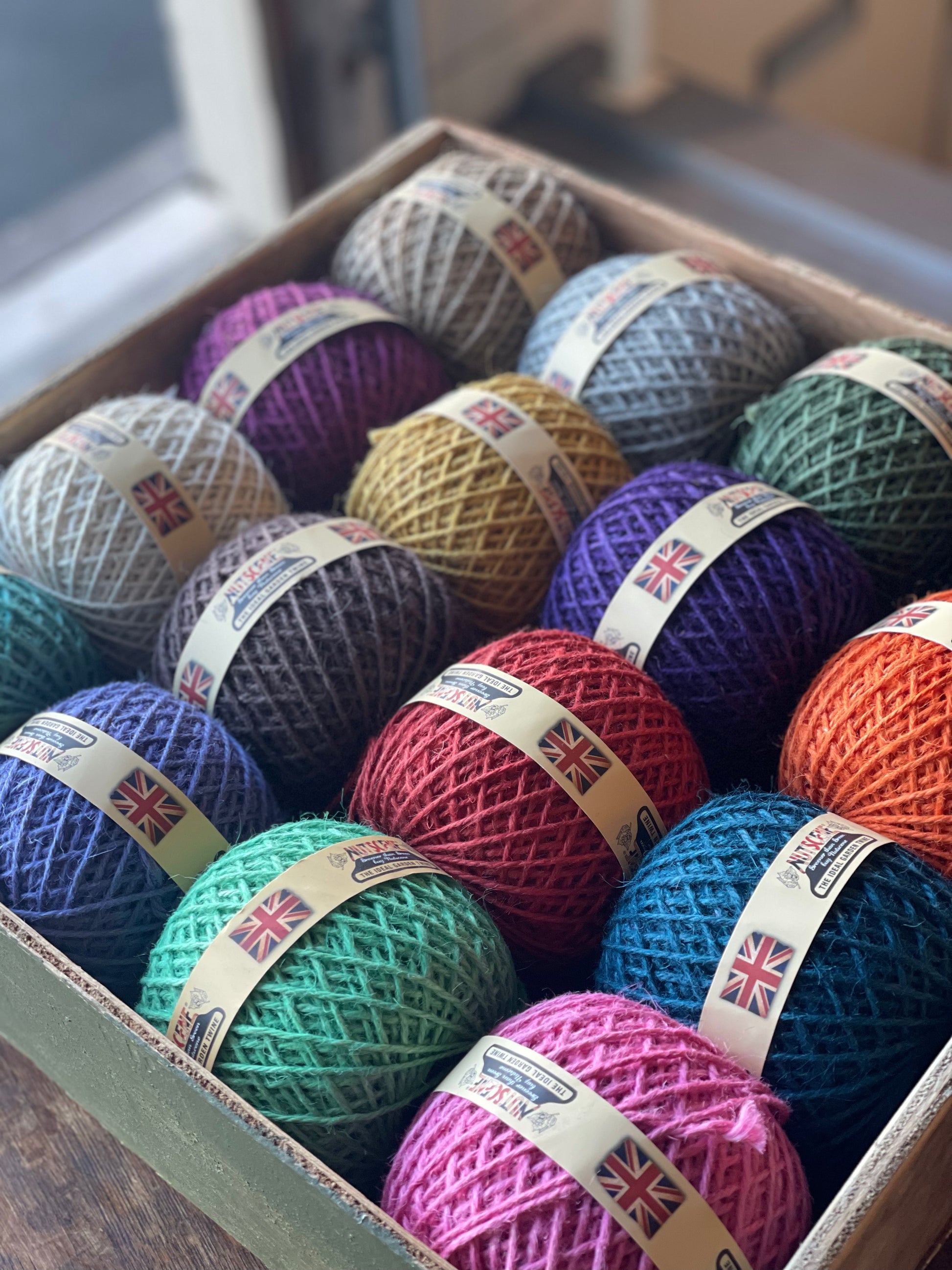 Nutscene Heritage Twine Balls in Wooden Crate
